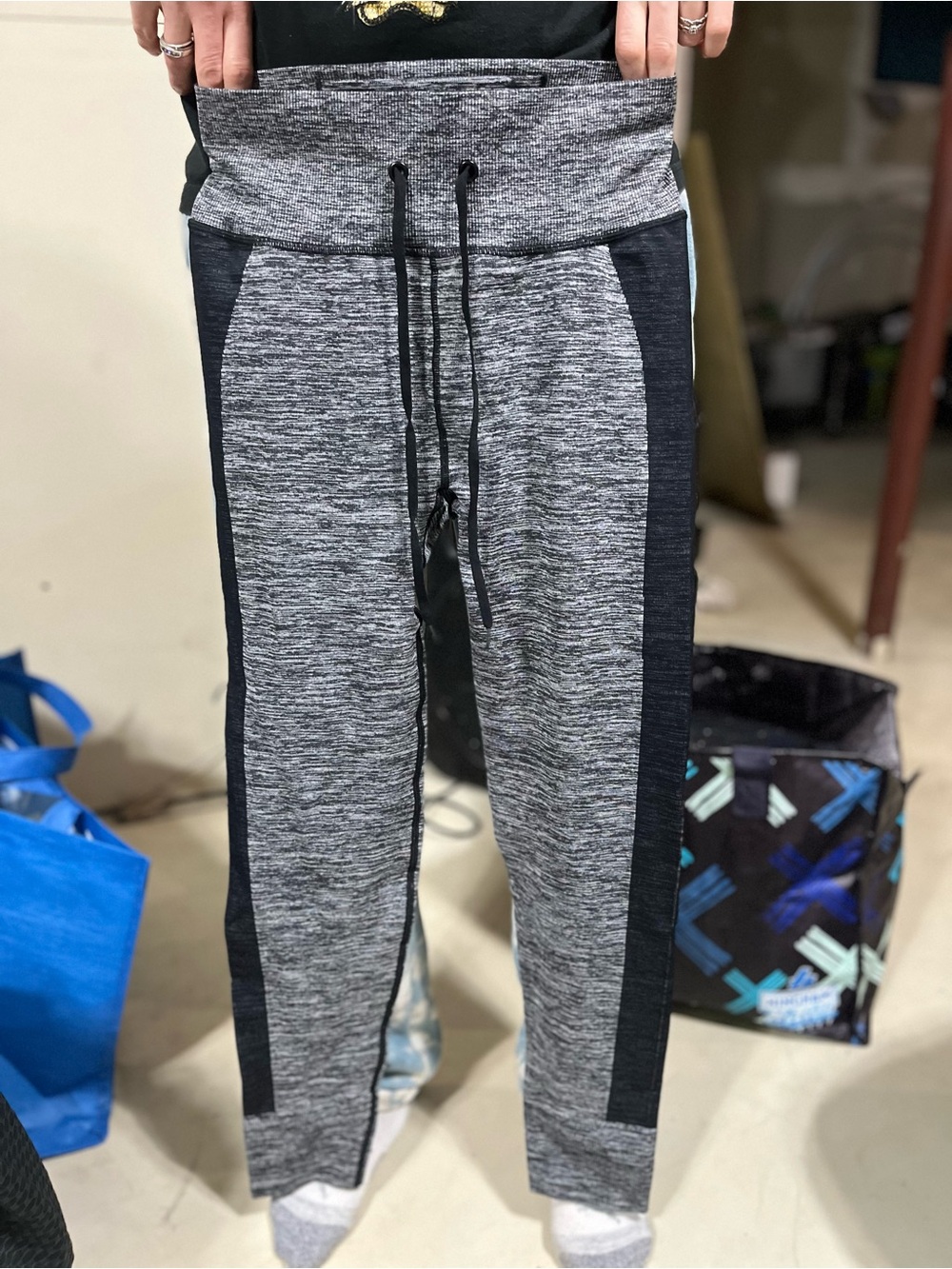 PINK Victoria's Secret Gray Heather Joggers with Black Side Panels